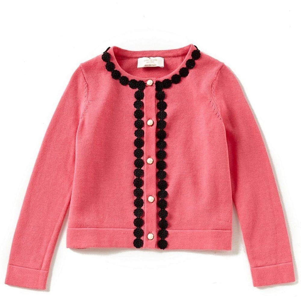 NWT Kate Spade Pink Cardigan with Black Trim for Kids 2T